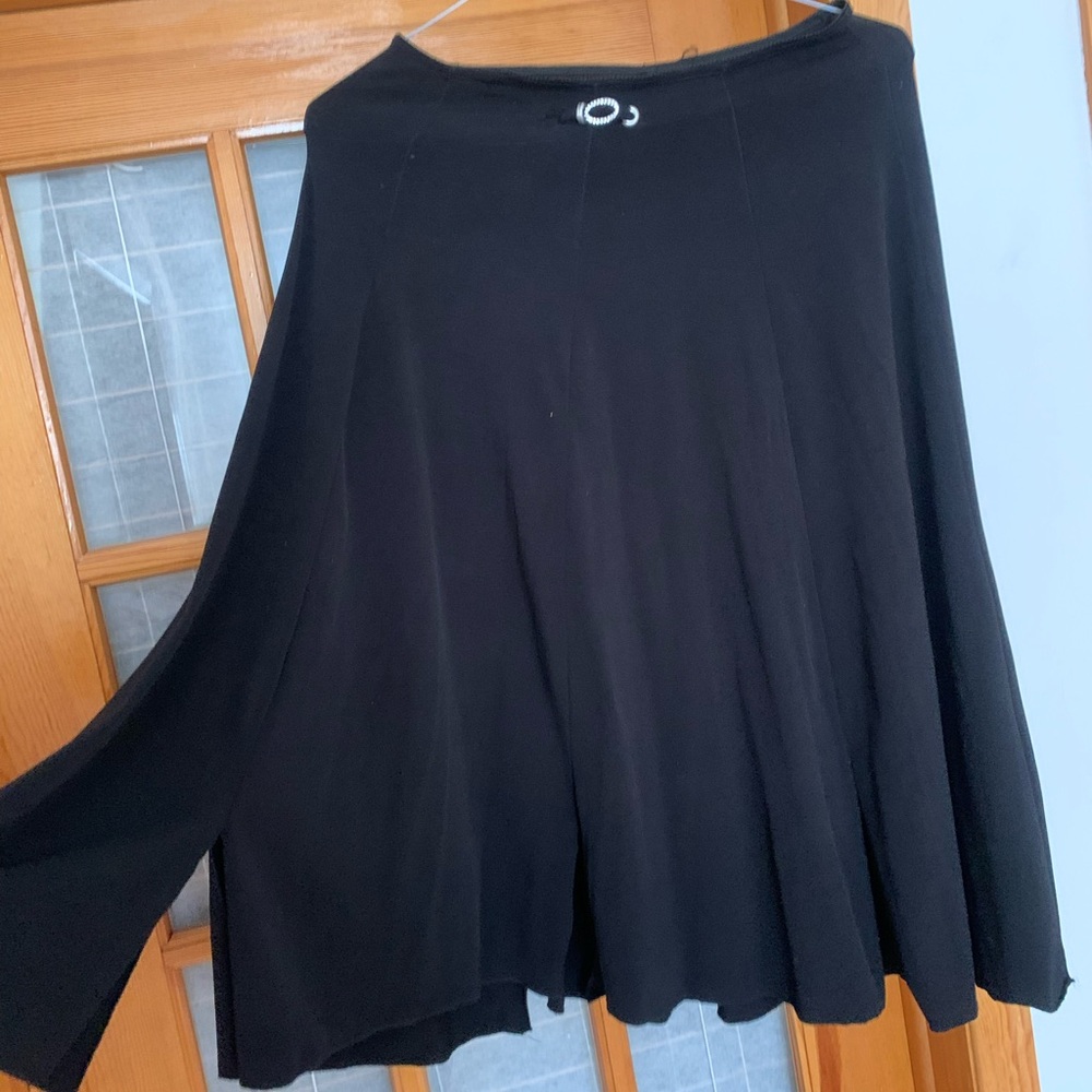 Black Maxi Asymmetrical A-Line Skirt with cuts on bottom , adjustable waist